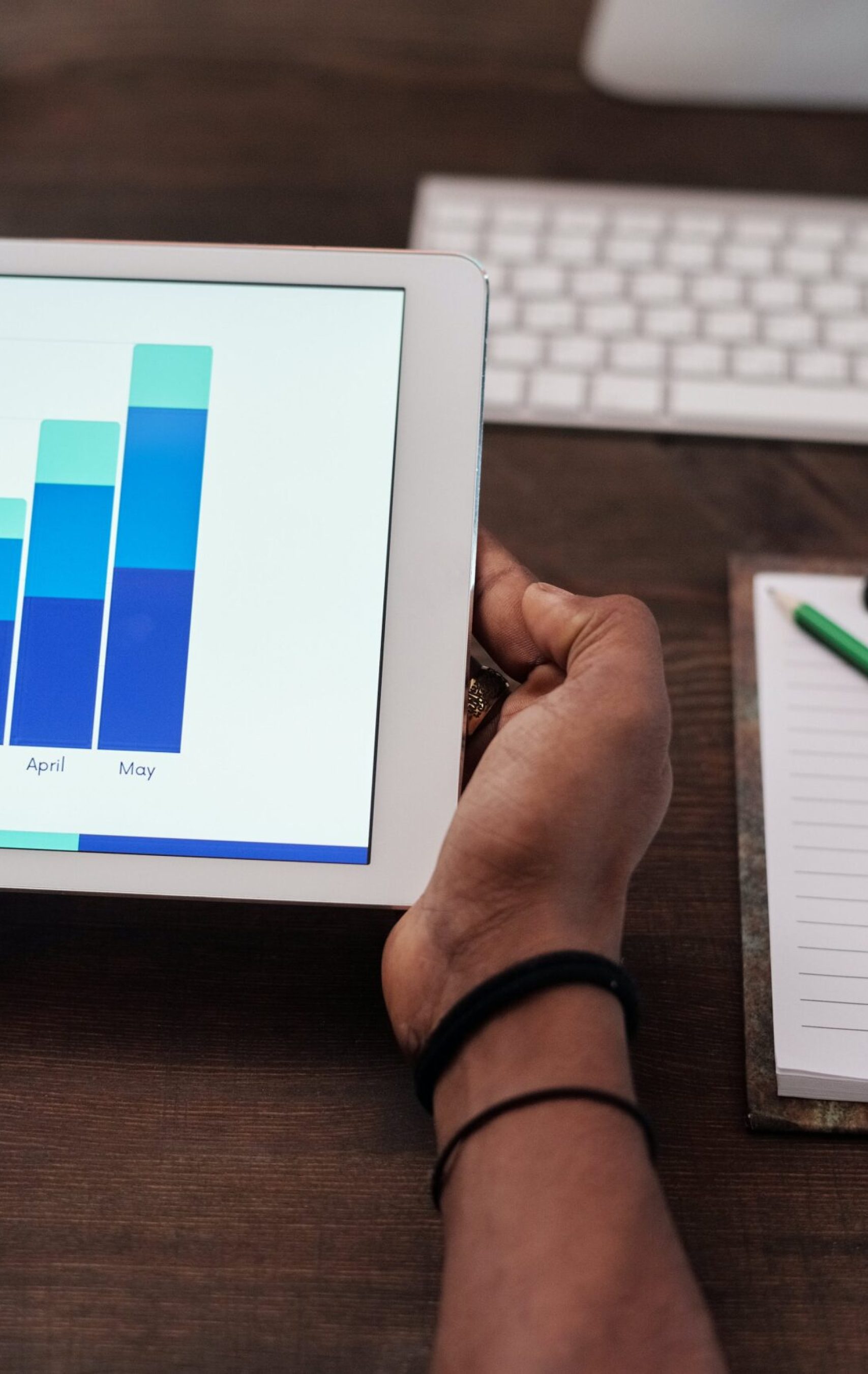 Résultats des ventes mensuelles sur une tablette